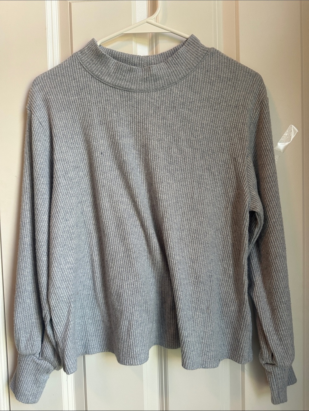 Lush Ribbed Mock Neck Sweater - Light Gray